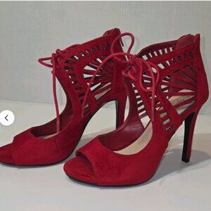 Paprika Vibrant Red Pointed Toe Stiletto Pumps - Size 9